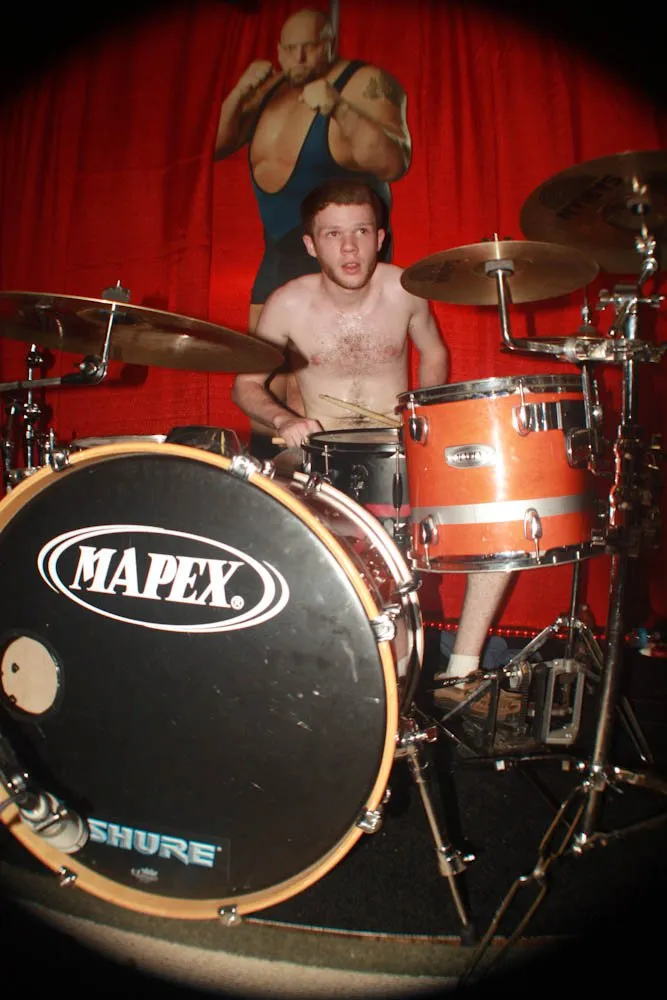 Brendan Smyth drumming at a gig.